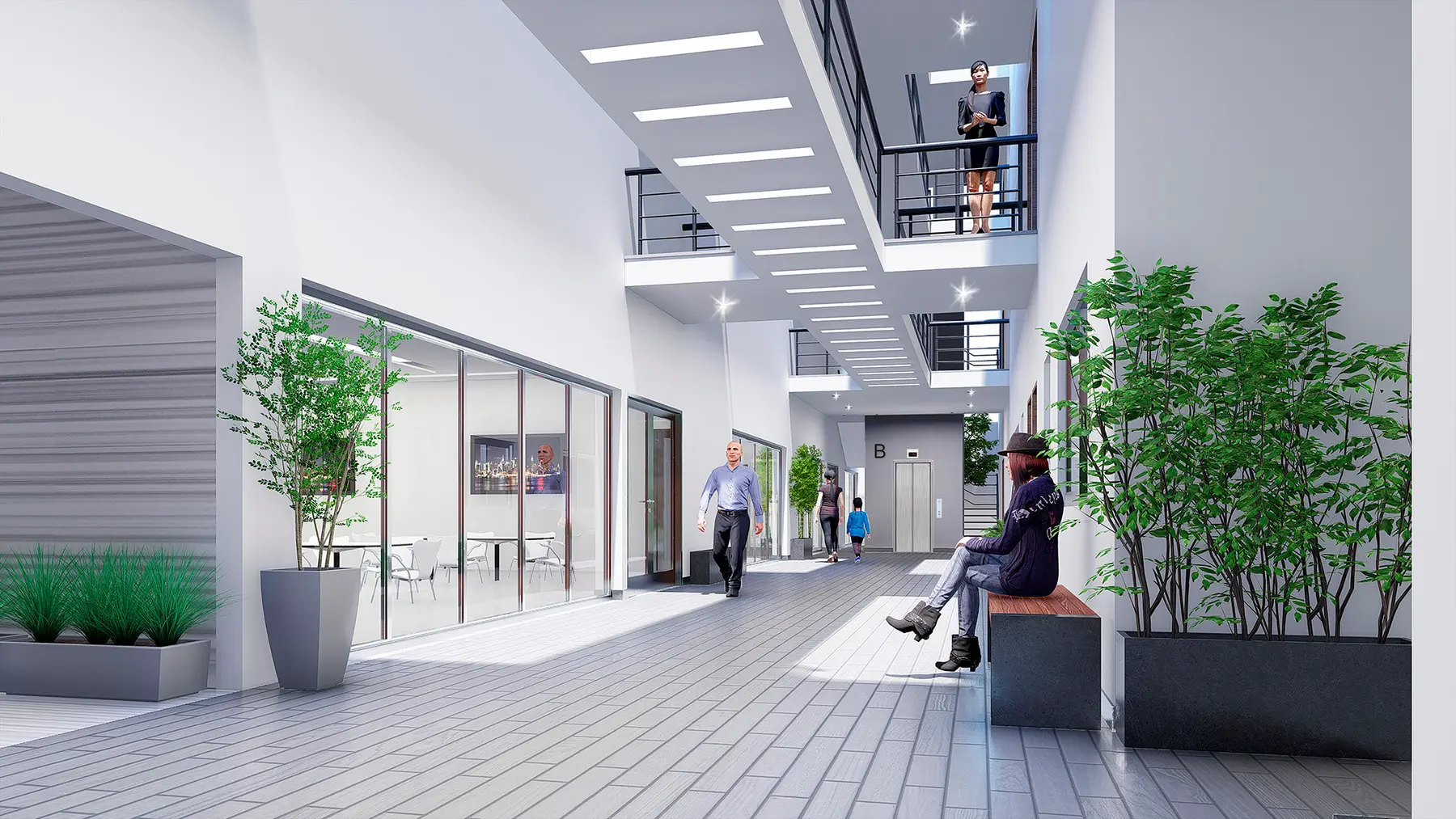 Lobby y andadores — render
